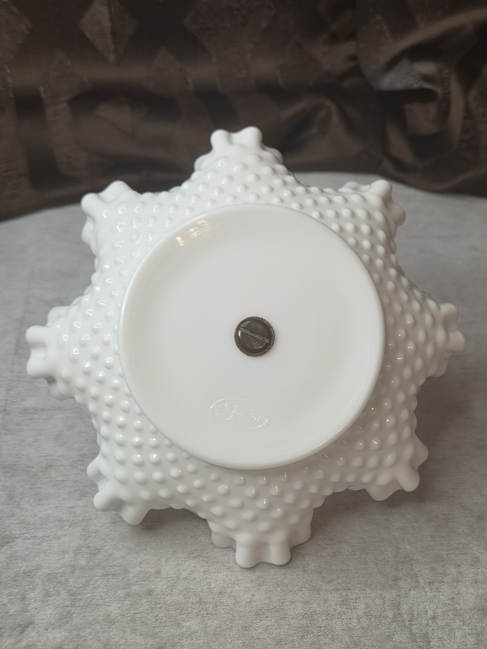 Fenton White Ruffled Ceramic Single-Tier Handle Server - Picture 5 of 7